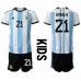 Billige Argentina Paulo Dybala #21 Hjemmetrøye Barn VM 2022 Kortermet (+ korte bukser)